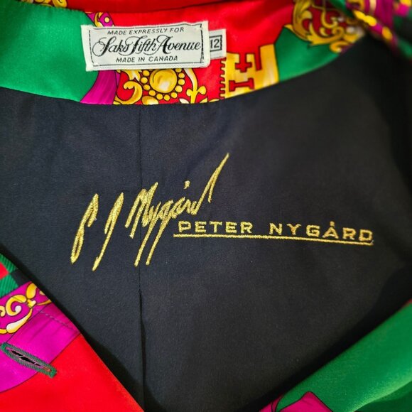 Vintage Peter Nygard For Saks Fifth Avenue Silk Jacket Size 12 Artsy Multicolor - Picture 4 of 12
